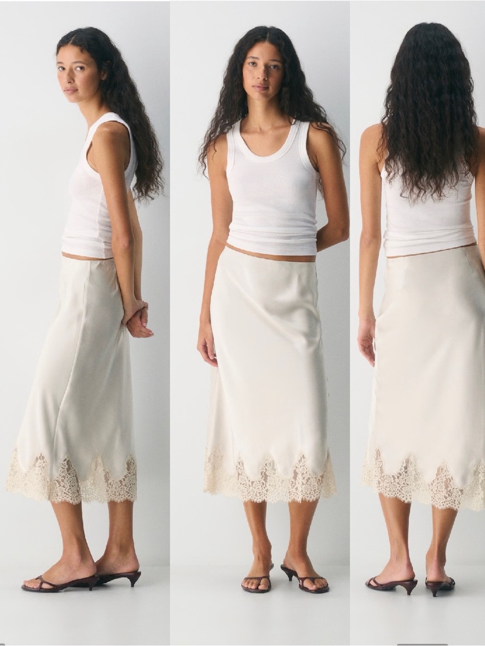 NWT Aritzia Wilfred Henrietta Satin Skirt in Mtrpls Tp/ Sprkng Chmp Size Medium